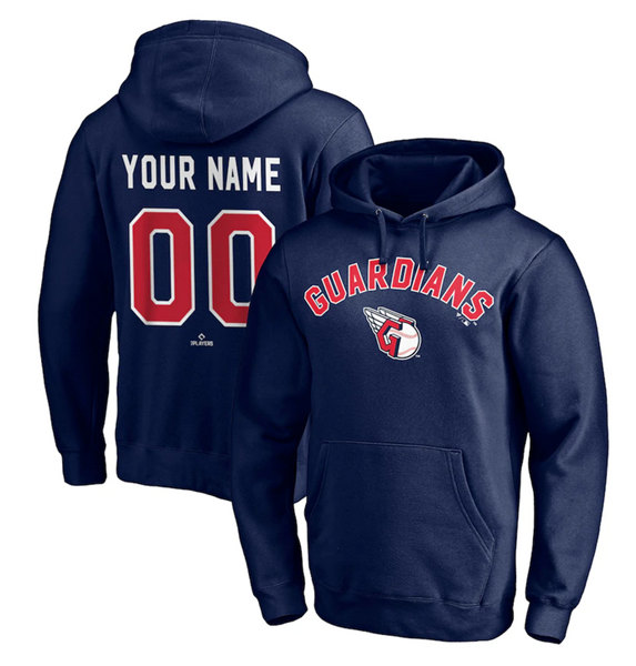 Men's Cleveland Indians Customized Navy Hoodie